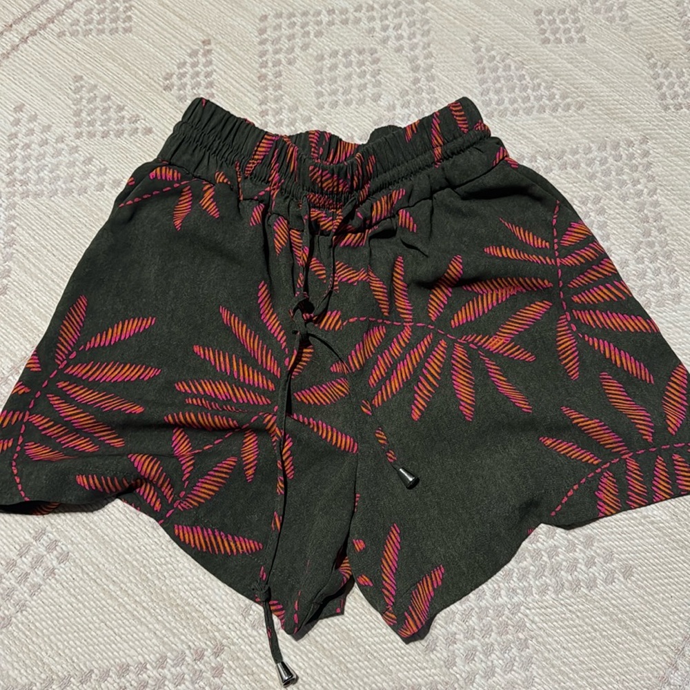 Forest green, with pink& orange print